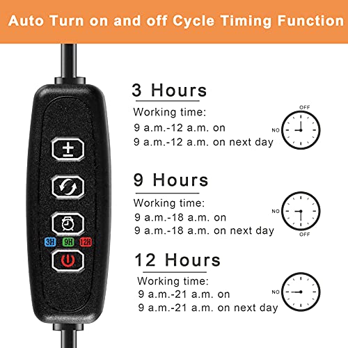 Aogled Lampe LED Horticole 50W,5 Têtes Lampe Pour Plante avec Clip 150LEDs avec 360° Adjustable,3/9/12H Cycle Minuterie,3 Modes&10 Luminosité,Grow Light Pour la Croissance des Plantes