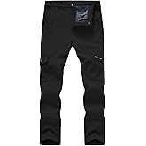 TBMPOY Men's Snow Ski Fleece Lined Hiking Pants Waterproof Winter Snowboard Warm Outdoor Insulated Pants Windproof