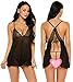 Avidlove Women V-neck Lace Lingerie Mesh Chemise Sleepwear Babydoll Dress