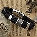 AM CLOTHES Mens 316L Stainless Steel Braided Leather Bracelet Cuff Bracelet Magnetic Clasp 7.2inch
