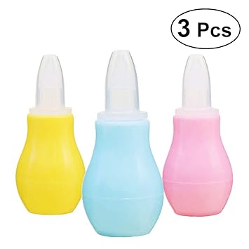 SUPVOX Nasensauger Baby Silikon Waschbar Wiederverwendbar 3 Stück (Gelb, Rosa und Blau)