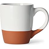 Smilatte 20 OZ Large Coffee Mug, Nice Ceramic Boss Tea Cup with Big Handle for Dad Men Women, Unique Style For Any Kitchen, White-Brown