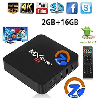 ZAMPEQ MXQ Pro 4K Android TV Box 2GB RAM/16GB ROM 64 Bit Quad Core Wi-Fi UHD Smart TV Box - Black