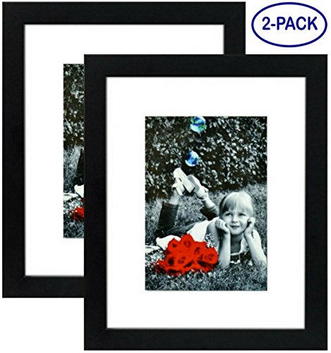 8x10 Inch Picture Frame Black (2-pack) With GLASS FRONT COVER - Displays an 5x7" Picture With Mat or an 8x10” Photo WIthout Mat - Vertical or Horizontal Mounts & Easy To Hang - No Hardware to Install. - Thumbnail 6