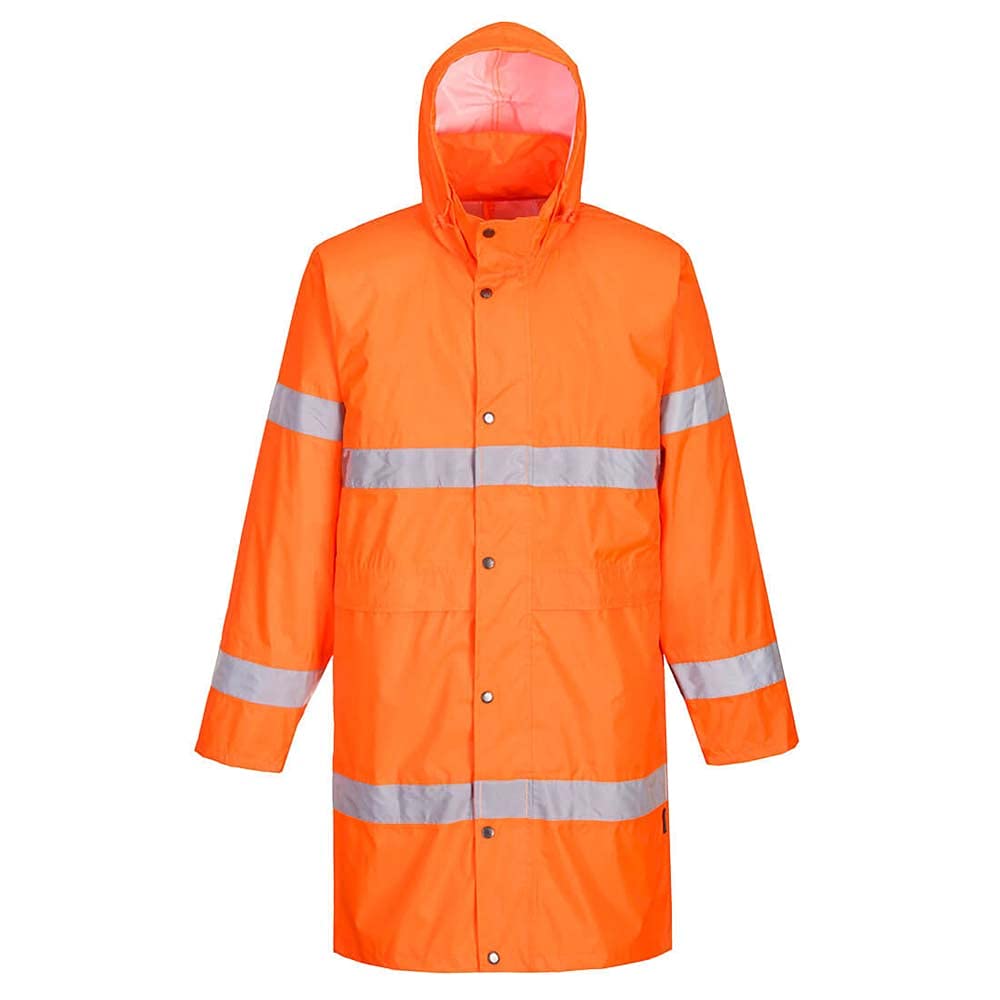 Portwest Hi-Vis Coat 100cm, Size: 4XL, Colour: Orange, H442ORR4XL