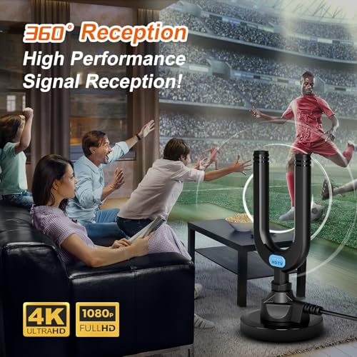 2026 TNT HD Powerful Indoor TV Antenna, Powerful Magnetic Base Indoor HDTV Antenna with High Gain Signal Amplifier, Compatible with 4K 1080P TV, with 27ft Coaxial Cable