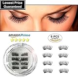 8x Double Magnetic Eyelashes [With TWEEZERS AND eBOOK] -Perfect Size and Longer Lashes - Upgraded Best Magnet Quality So They Never Fall Off ,One Two Lash,Ultra Thin 0.2 mm [No Glue] Reusable