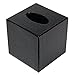 KINGSO Square PU Leather Tissue Box Cover Holder for Home Office Hotel 5.05.05.1 Inch Black