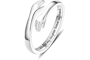 IEFSHINY Hug Ring for Women Teen Girls, 925 Sterling Silver Hug Ring Gifts for Women Mom Daughter Grandma Wife Adjustable Gifts for Women Teen Girls
