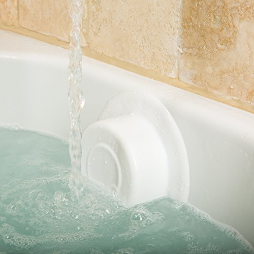 B.N.D TOP Bathtub Overflow Drain Cover Bath Drain Stoppers Spa Like More Inches of Water to Tub for Relax Deep Bath, White silicone, 100% Recyclable, 4" Diameter