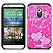 Asmyna Asmyna Advanced Armor Protector Cover for HTC Desire 510 - Retail Packaging - Glittering Butterfly/Heart/Hot Pink/Black