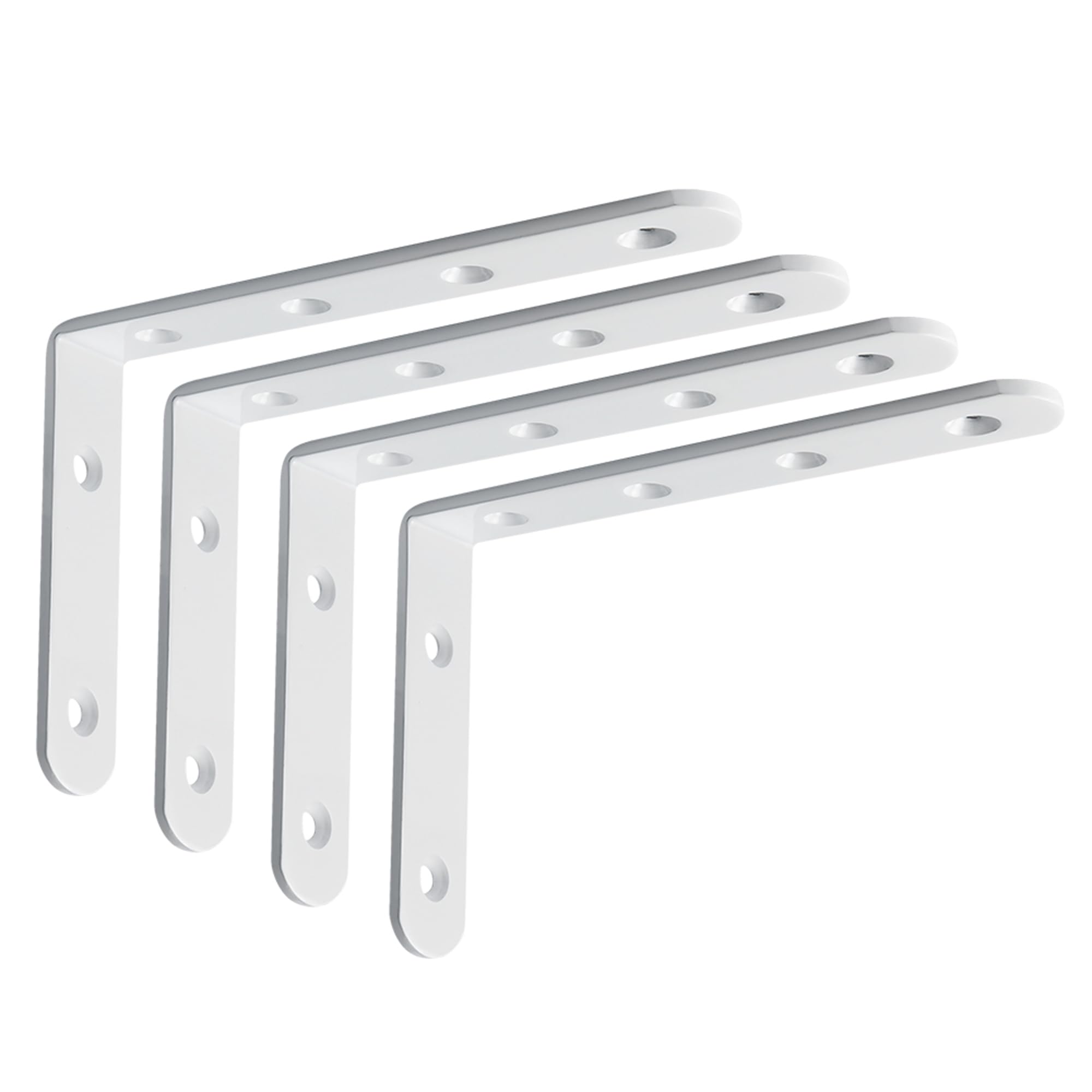 Sayayo 4MM Thick Shelf Bracket Heavy Duty, Wall Brackets for Shelves 90 Degree Angle Bracket for Wood 150mm*100mm, Stainless Steel Matte White, 4Pcs, EJ5217W-4P — image 1