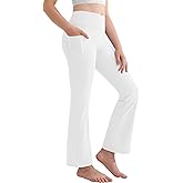 DOCUMO Girls Flare Leggings with Pocket - Bell Bottoms Full Length High Waist Yoga Pants Bootcut Athletic Leggings Teen Girls