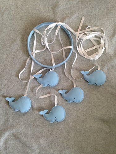 Whale Baby Mobile, Baby Blue Felt Whales