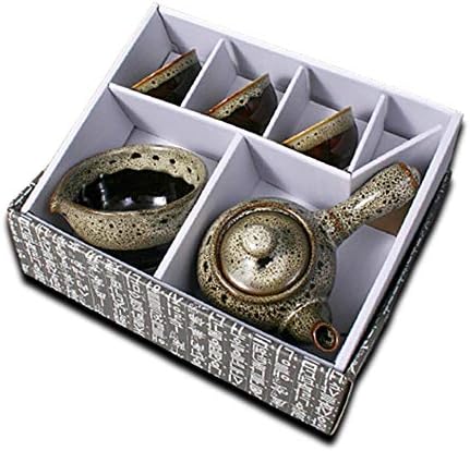 Mellow Breez Korean Ceramic Tea Set for Three | Black Teacups & Teapot Units for 3 – Dado (다도세트) Asian Vintage Model – Oriental House & Kitchen Decor – Handmade Pottery Reward Field