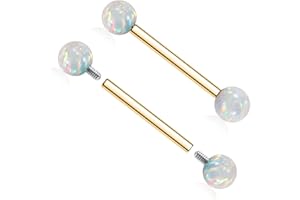 AROWRO G23 Titanium Nipple Rings Nipple Piercing Nipple Bar Tongue Piercing Jewelry 14G Internally Threaded Straight Barbells Bridge Piercing Jewelry 12mm-20mm