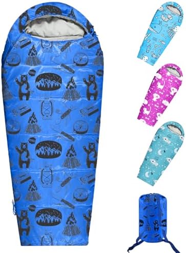 KidzAdventure Mummy Style 32 – 59F Kids Sleeping Bag with Pillow