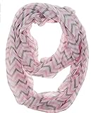 Dealzip Inc®Pink and Gray and White Chevron Pattern Soft Sheer Infinity Circle Scarf in Contrasting Colors+Random gift