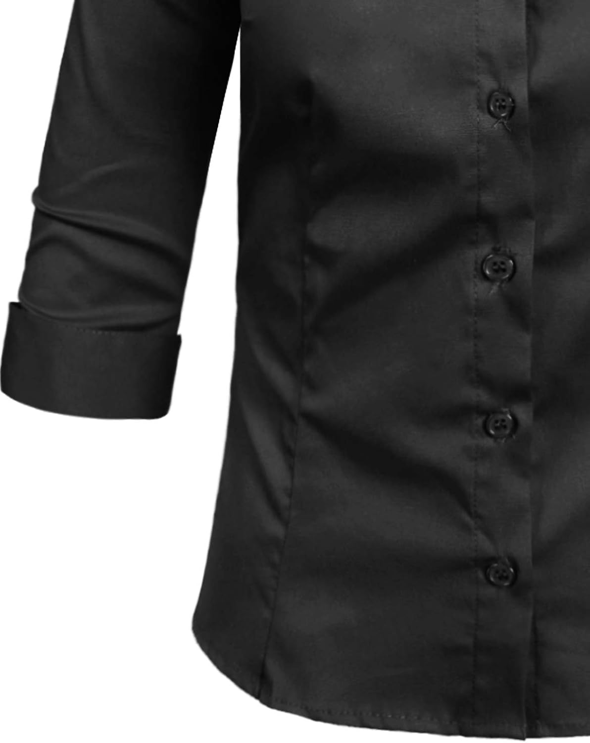 NE PEOPLE Girl's Simple Casual 3/4 Sleeve Roll Up Button Down Blouse Shirts: Clothing
