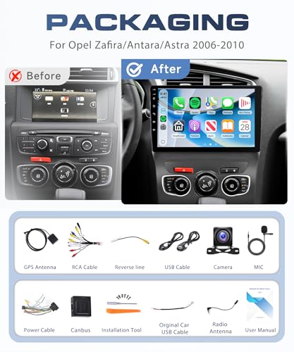 6G+128G 8 Core Android Car Radio for Citroën C4 DS4 C4L 2013-2017, 10 Inch Screen Car Radio co Carplay Android Car Wireless FM/RDS/EQ/DSP WiFi GPS Bluetooth 360° Panoramic Rear View Camera