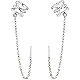 SLUYNZ 925 Sterling Silver Ear Cuff Earrings Chain for Women Crawler Earrings Wrap Helix Climber Earrings