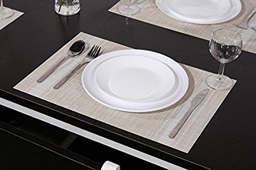 Placemats Set of 4, PVC Placemat Non-slip Insulation Placemat Washable Table Mats (White)