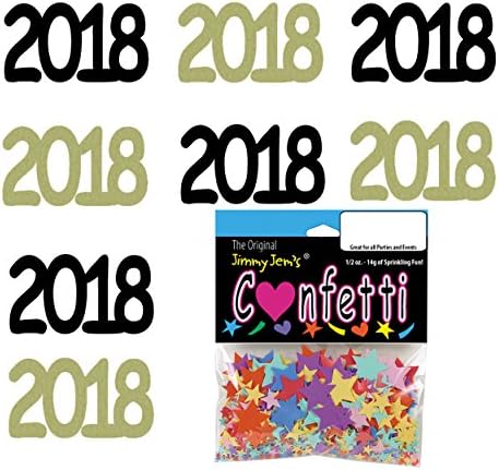Confetti Year 2018 Black, Gold Combo - 4 Half Oz Pouches (2 oz) FREE SHIPPING --- (7270/7272)