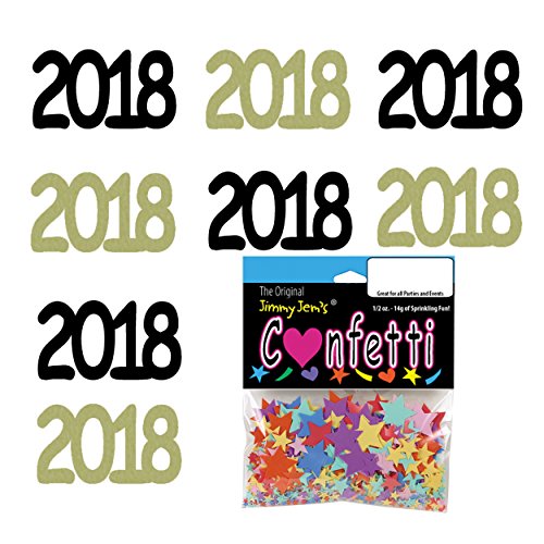 Confetti Year 2018 Black, Gold Combo - 4 Half Oz Pouches (2 oz) FREE SHIPPING --- (7270/7272)