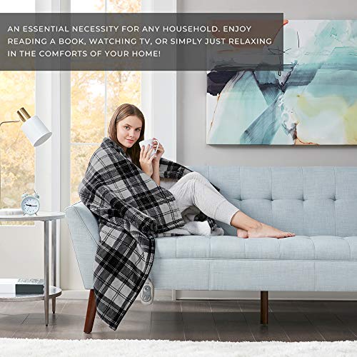 MP2 Heated Plush Sherpa Throw Electric Blanket for Lap w/ 3 Heating