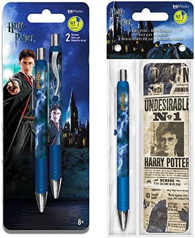 Inkworks Harry Potter Gel Pens Set -- 3 Premium Gel Pens with Harry Potter Bookmark