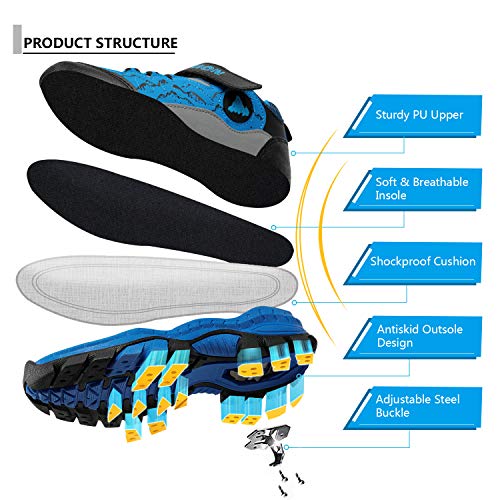 Kids Hiking Shoes School Athletic Tennis Sneaker Slip Resistant Steel Buckle Sole Walking Running Climbing Trekking Sneakers for Boys Girls