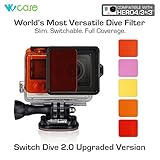 WoCase Switchable GoPro Lens Filter Set for GoPro HERO4 HERO 3+ Cameras (Compatible with Both Standard and Dive Housing, Full Dive Water Depth Coverage)