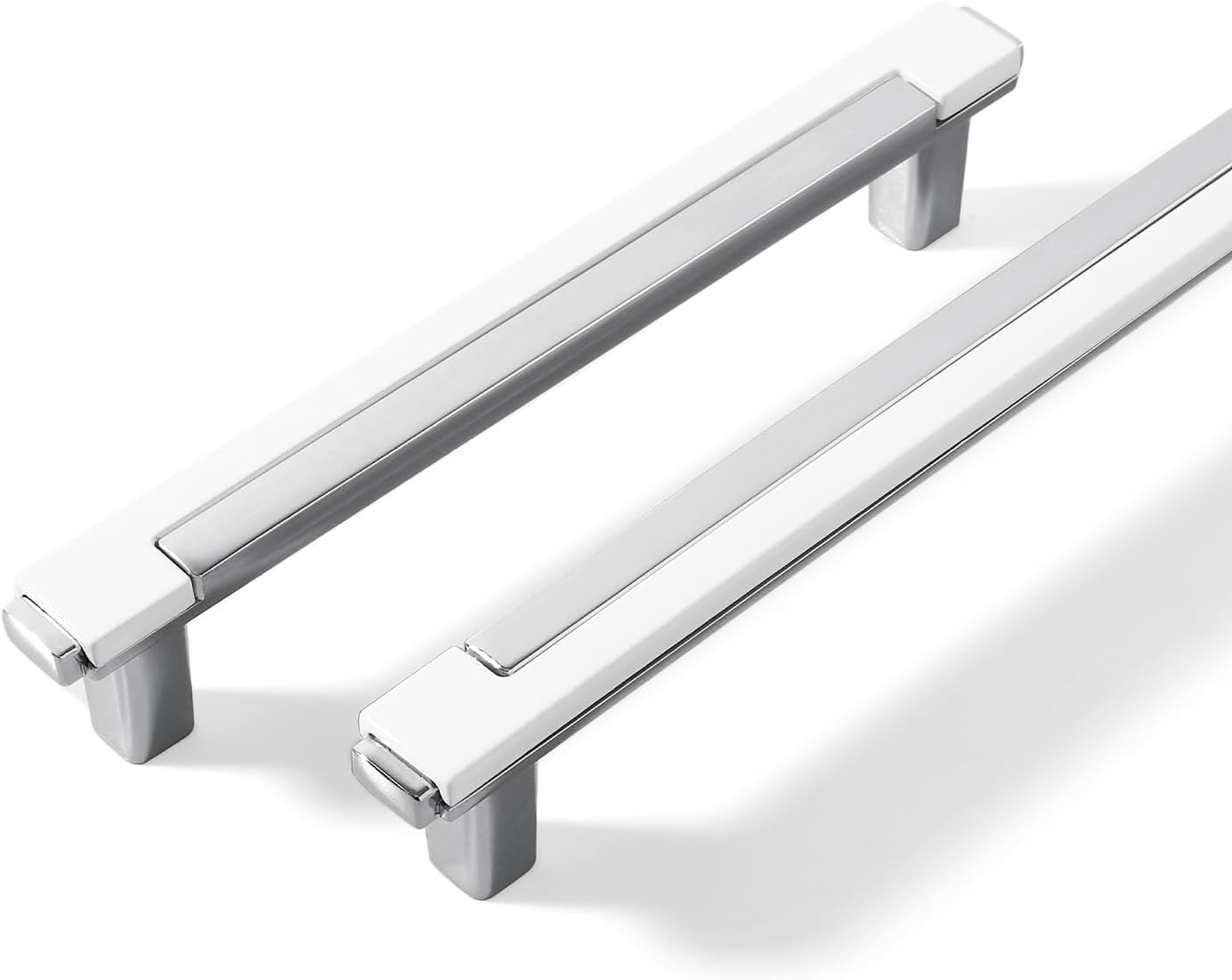 SYZOW 6 Pack Cabinet Handles Kitchen Cabinet Knobs Silvery White Cabinets Pulls for Dresser Drawer Bathroom Bedroom Furniture Hardware 96MM