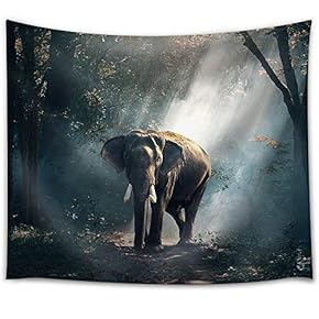 Elephants in The Forest - Fabric Wall Tapestry Home Decor - 51x60 inches