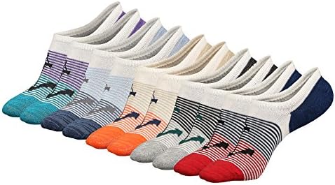 WEILAI SOCKS Men's Colorful Stripe Cotton Non Slip Casual Low Cut Socks 5 Pack