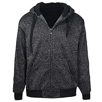 Ptmen Fleece Hoodie for Men Sherpa Lined Full Zip Up Long Sleeve Winter Jacket Coat Black