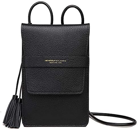 Neverout Crossbody Cell Phone Purse for Women Cow Leather Bag with Tassel NP2063