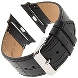 Gilden for Apple 38mm/40mm 42mm/44mm Gator-Grain Calfskin Black Watch Strap F30XL-0124-SMART (Fits 42 and 44 Millimeter Apple Watch, Extra Long, Black)
