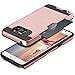 Galaxy Note 5 Case, BENTOBEN Note 5 Case Credit Card Holder Dual Layer Hybrid Rugged Plastic Hard Shell Flexible TPU Shock-Absorption Bumper Protective Wallet Case for Samsung Galaxy Note 5 Rose Gold