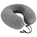 TRAVELREST Travel Essential Neck Pillow - Memory Foam, Washable Micro-Fiber Cover, Soft and Comfortable Head Support for Long Flights, Compact, Attaches to Luggage, Airplanes, Cars, Bus - (Grey, Curl)