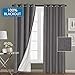 H.VERSAILTEX Linen Blackout Curtains 108 Inches Long 100% Absolutely Blackout Thermal Insulated Textured Linen Look Curtain Draperies Anti-Rust Grommet, Energy Saving with White Liner, 2 Panels, Grey