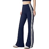 OQQ Yoga Pants Women High Waist Stripes Soft Casual Stretch Flared Bottoms Trousers
