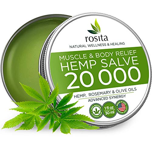 Premium Hemp Balm - Ultra Strong Natural Pain Relief - 20000mg Hemp Extract - Rosemary & Hemp Oil - Anti-Inflаmmаtory for Joint, Muscle, Arthritis Pain - Fast Acting Hemp Salve - Made in USA - Non-GMO