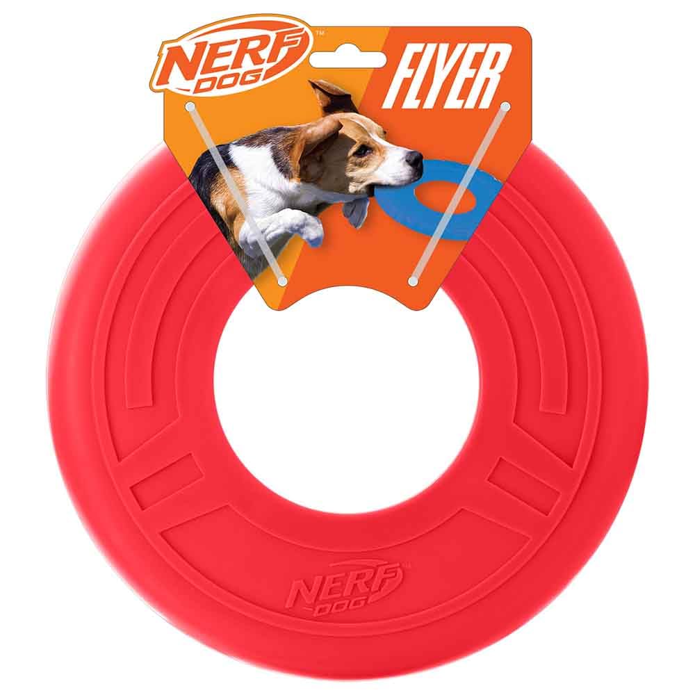 Nerf Dog Atomic Flyer Dog Toy, Frisbee, Lightweight, Durable and Water Resistant, Great for Beach and Pool, 10 inch diameter, for Medium/Large Breeds, Single Unit, Red — image 1