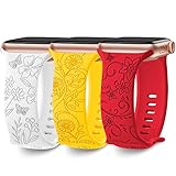 3 Pack Floral Engraved Bands Compatible with Apple
