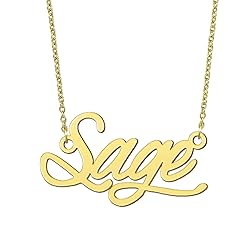 BYBWBL Sage Name Pendant Necklace 18k Gold Plated