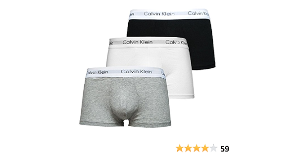 Calzoncillos bóxer Calvin Klein, pantalones cortos tiro bajo, en negro,  blanco y gris, paquete de 3 unidades (U2664G): Amazon.es: Ropa