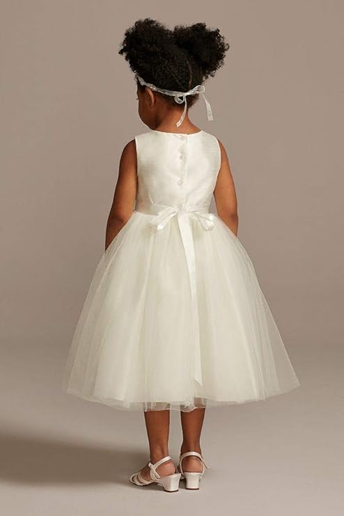 flower girl dress with tulle and ribbon waist