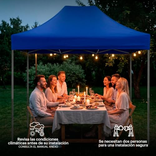SELECTSHOP Carpa Toldo 2x3M Reforzado Plegable Impermeable Facil Armado Y Transporte para Jardín Casa Exterior Uso Rudo Acero Lona (Azul)