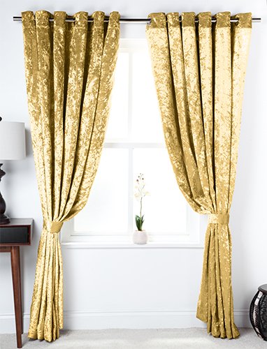 Chartreuse Crushed Velvet 66 X 54 Eyelet Curtains Amazon Co Uk